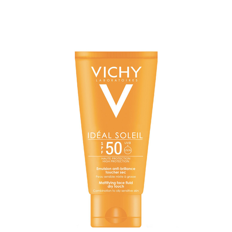 150 میل فلوئید ضد آفتاب درای تاچ مناسب پوست مختلط و چرب ویشی مدل Ideal Soleil با SPF50 حجم 50 میل