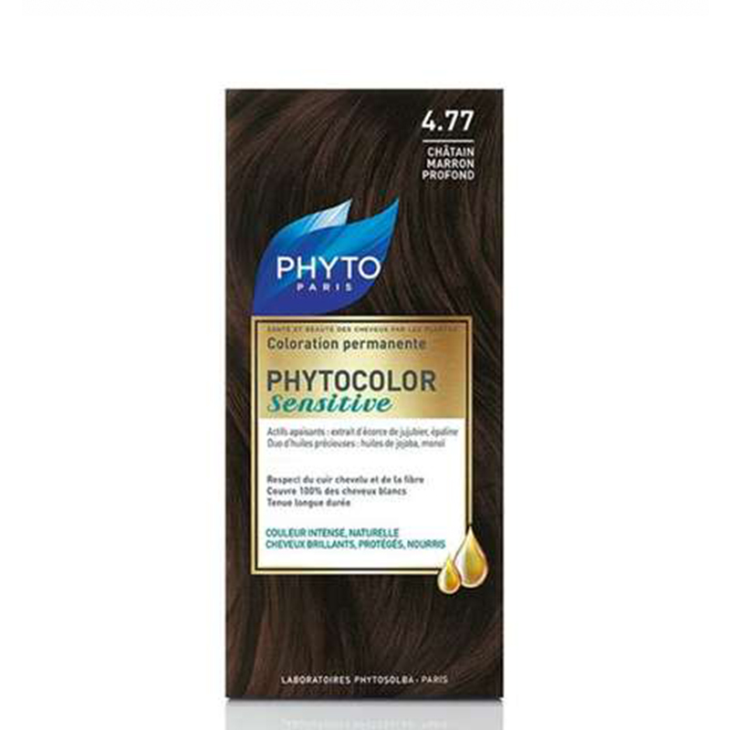 کیت رنگ مو فیتو مدل PhytoColor Sensitive حجم 60 میل شماره 4.77 - قهوه ای بلوطی تیره