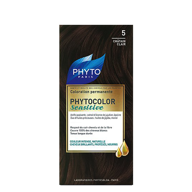 کیت رنگ مو فیتو مدل PhytoColor Sensitive حجم 60 میل شماره 5 - قهوه ای روشن