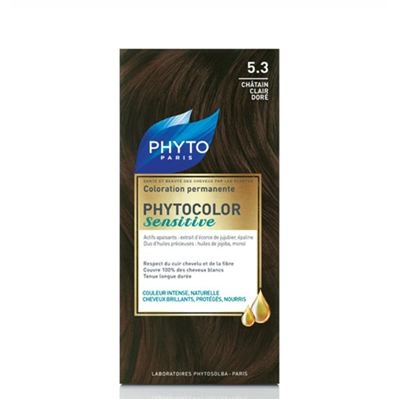 کیت رنگ مو فیتو مدل PhytoColor Sensitive حجم 60 میل شماره 5.3 - قهوه ای طلایی روشن