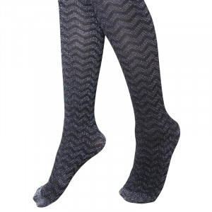 جوراب شلواری طرح دار کَش کَش - مشکی با طرح های نقره ای سایز M